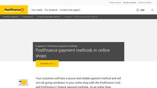E-payment: PostFinance payment methods | PostFinance