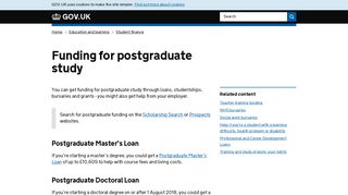 Funding for postgraduate study - GOV.UK