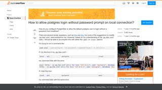 How to allow postgres login without password prompt on local ...