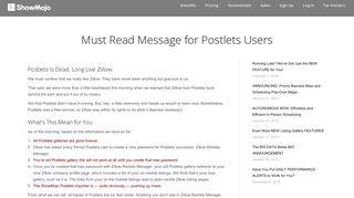Must Read Message for Postlets Users – ShowMojo