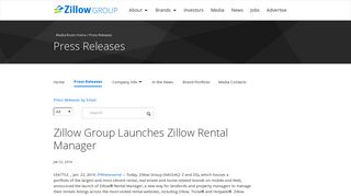 Zillow Group Launches Zillow Rental Manager - Jan 22, 2016