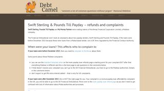 Swift Sterling & Pounds Till Payday - refunds and complaints · Debt ...
