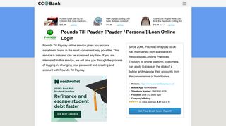 Pounds Till Payday [Payday / Personal] Loan Online Login - CC Bank