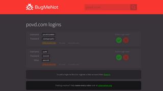 povd.com passwords - BugMeNot