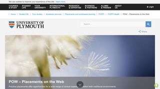 POW – Placements on the Web - University of Plymouth