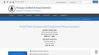 Poway Unified - Phone and Email Contacts, Communications