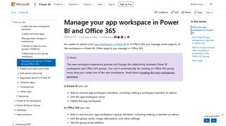Manage your app workspace in Power BI and Office 365 - Power BI ...