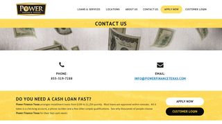 Contact Us for Personal Installment Loans | Power Finance Texas