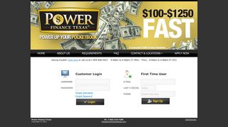 Power Finance Texas - Customer Login