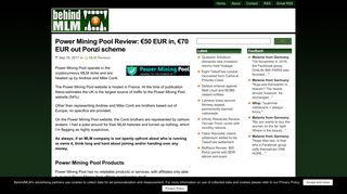 Power Mining Pool Review: €50 EUR in, €70 EUR out Ponzi scheme