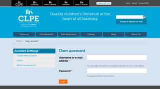 User account - Centre for Literacy in Primary Education