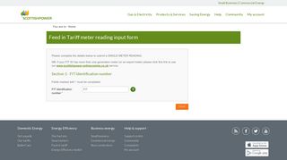Feed in Tariff meter reading input form - ScottishPower