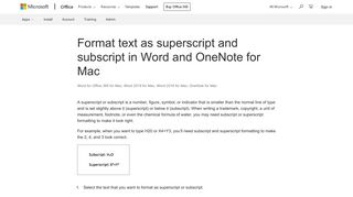 Format text as superscript and subscript in Word and OneNote for Mac ...