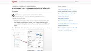 How can we raise a power to number in MS Word? - Quora