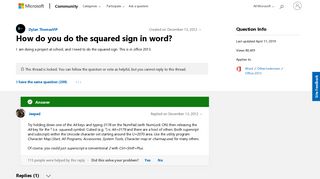 How do you do the squared sign in word? - Microsoft Community