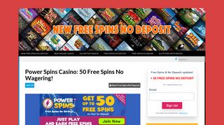Power Spins Casino: 50 Free Spins No Wagering! - New Free Spins ...
