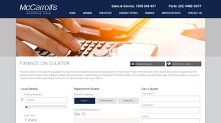 Finance Calculator - McCarroll's Automotive Group
