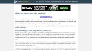 Powerbet Log in / Registration Kenya - App, Jackpot & Bonus
