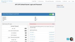 APC UPS Default Router Login and Password - Clean CSS