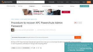 Procedure to recover APC Powerchute Admin Password - UPS Forum ...