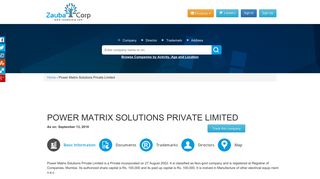 Power Matrix Solutions Private Limited - Zauba Corp