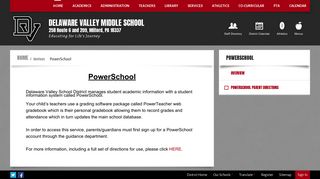 PowerSchool / Overview - Delaware Valley School District