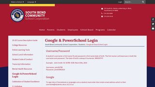 Google & PowerSchool Login - South Bend Community School ...