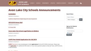 Avon Lake City Schools Announcements