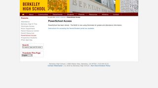 PowerSchool Access - Berkeley High School