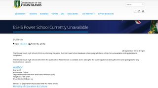 ESHS Power School Currently Unavailable | Government of the Virgin ...