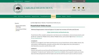 PowerSchool Online Access - Carlisle High School