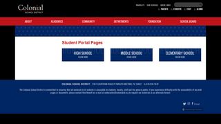 Colonial School District - Student Portal Pages