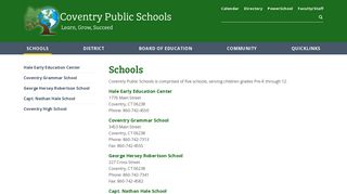 Coventry Public Schools - Schools