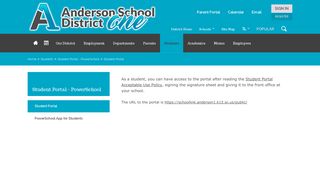 Student Portal - PowerSchool - Anderson School District One