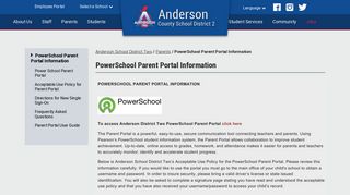 PowerSchool Parent Portal Information - Anderson School District Two