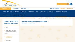 Logon to PowerSchool Parents/Students - Elizabeth Public Schools