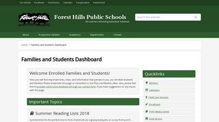 Families and Students Dashboard | Forest Hills Public Schools
