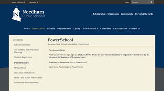 PowerSchool - Needham Public Schools