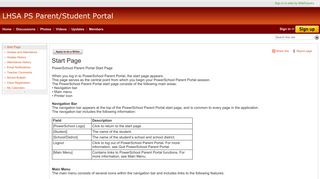 Start Page - LHSA PS Parent/Student Portal
