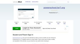 Powerschool.lsr7.org website. Student and Parent Sign In.