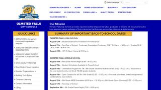 Summary of Important Back-To-School Dates - Olmsted Falls City ...