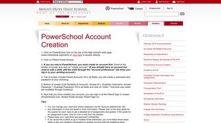 PowerSchool Account Creation - Mt. Olive School District