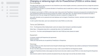 Changing or retrieving login info for PowerSchool (POGS or online ...