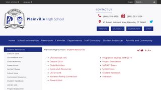 Student Resources - Plainville High School