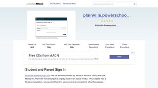 Plainville.powerschool.com website. Student and Parent Sign In.