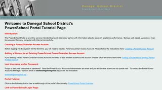 DSD PowerSchool Homepage - Donegal School District