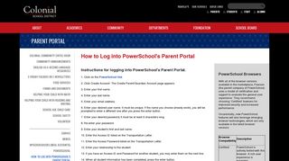 Colonial School District - How to Log into Powerschool's Parent Portal