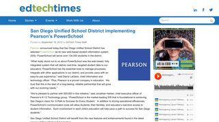 San Diego Unified School District implementing Pearson's PowerSchool