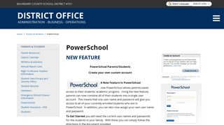 Boundary County School District 101: PowerSchool