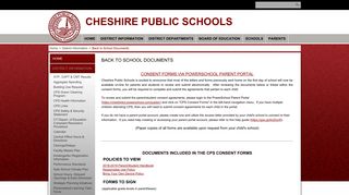 Back to School Documents - Cheshire Public Schools